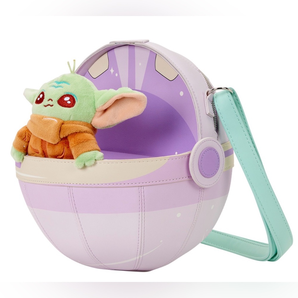 NWT Loungefly The Mandalorian Grogu Figural Pod Plush Crossbody Bag Star Wars